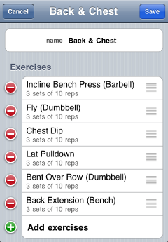 Screenshot - Create custom workout routines